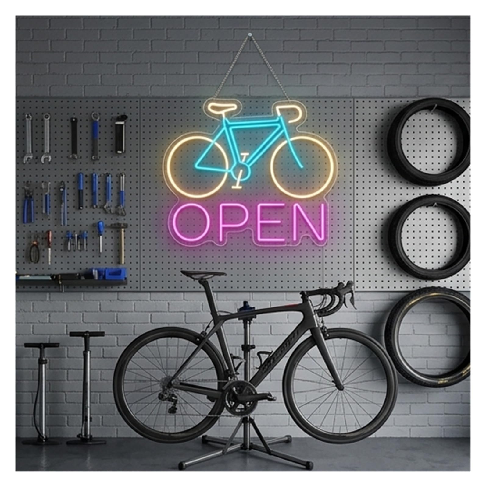 Decoración Lámparas Bicicleta Abierta Letrero De Neón | Estudio De Ciclismo Para Cafe Vibe 48cm