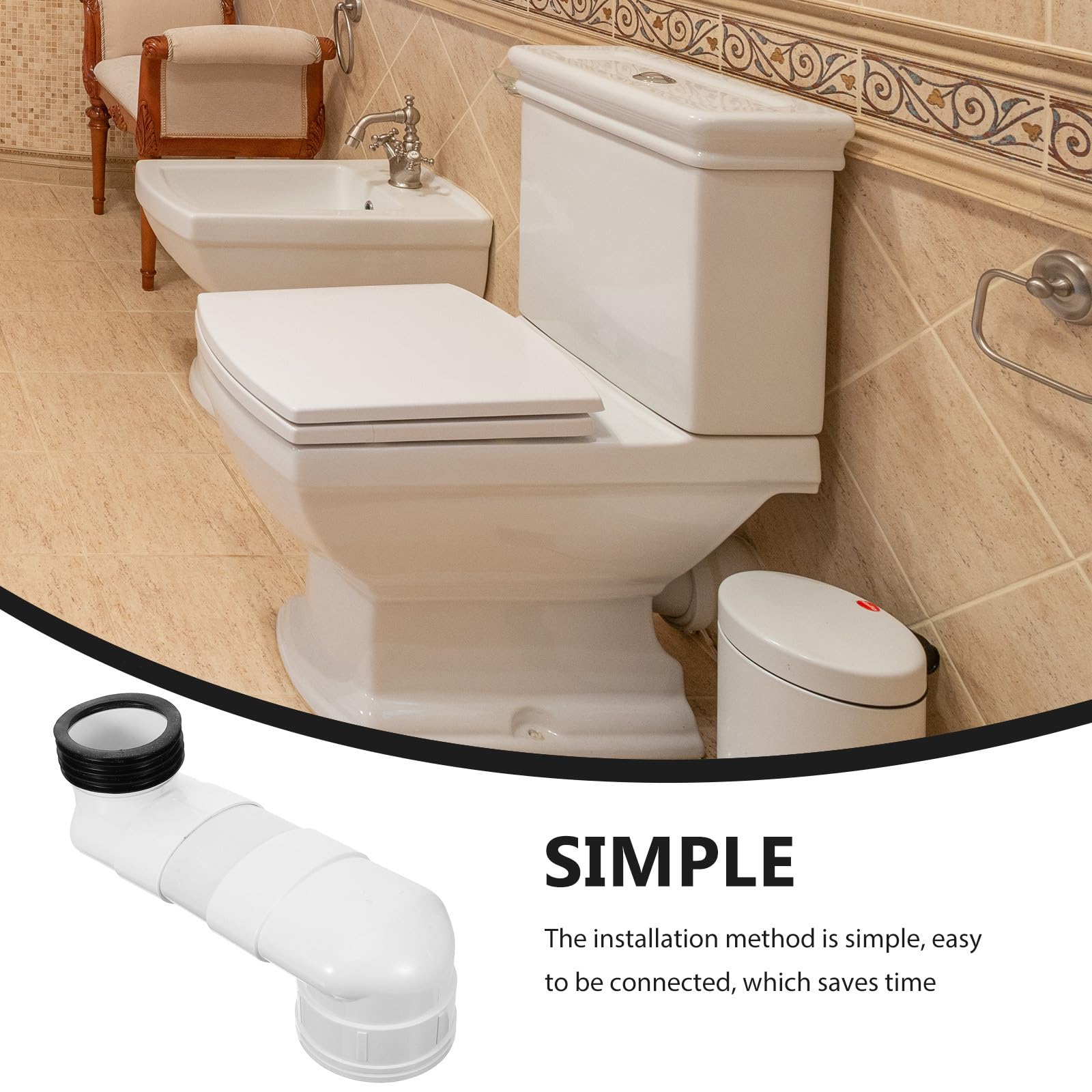 Generico Adattatore per Spostamento Wc in Pvc Resistente, Impianto di Scarico Massimo Offset 10 Cm, per Bagno Residenziale e Commerciale