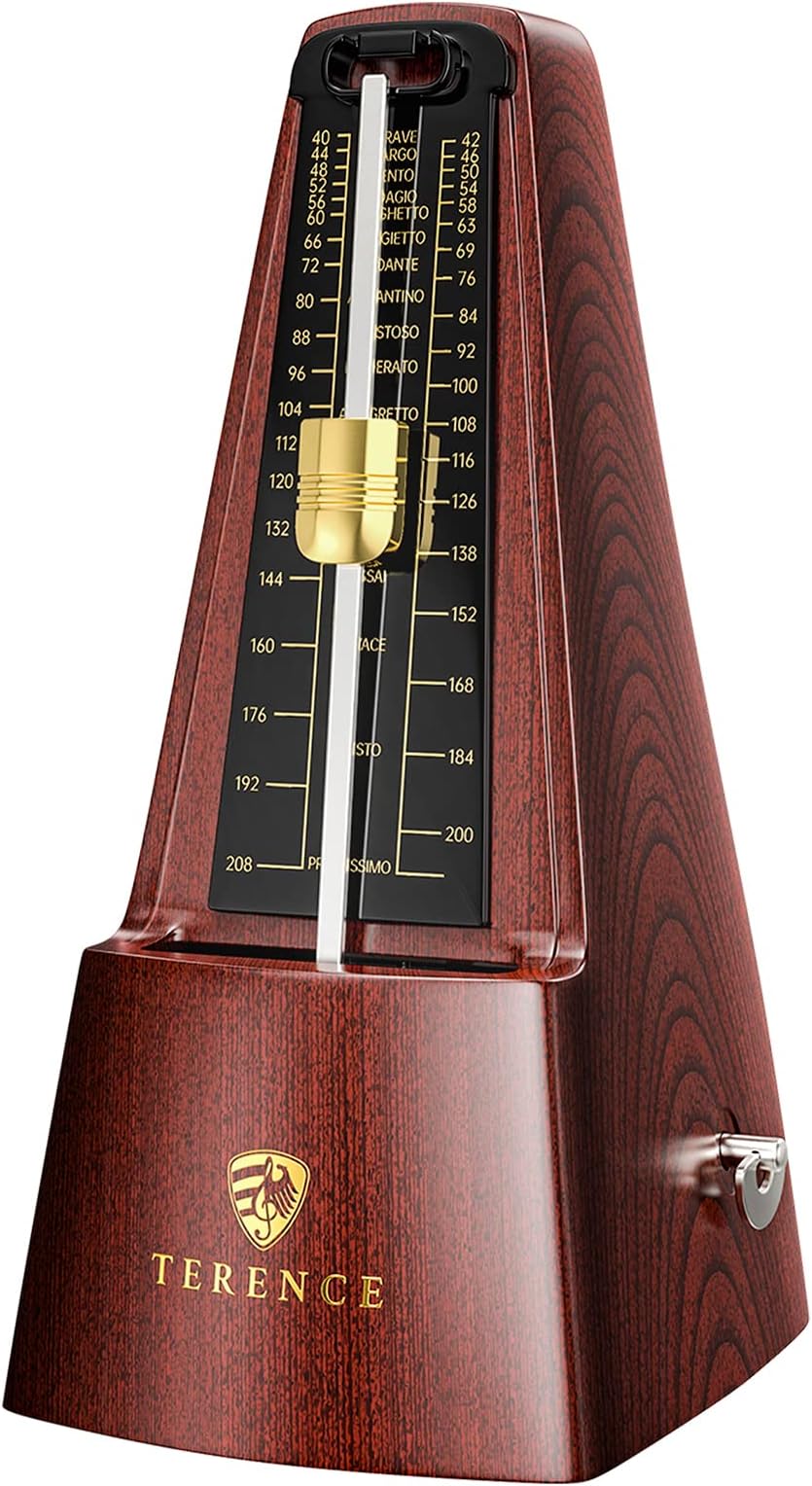 Mechanical Metronomes for Piano Guitar Violin Bass Drum and Other Musical Instruments Loud Sound and High Precision Track Beat and Tempo for Beginners (Wood Grain)