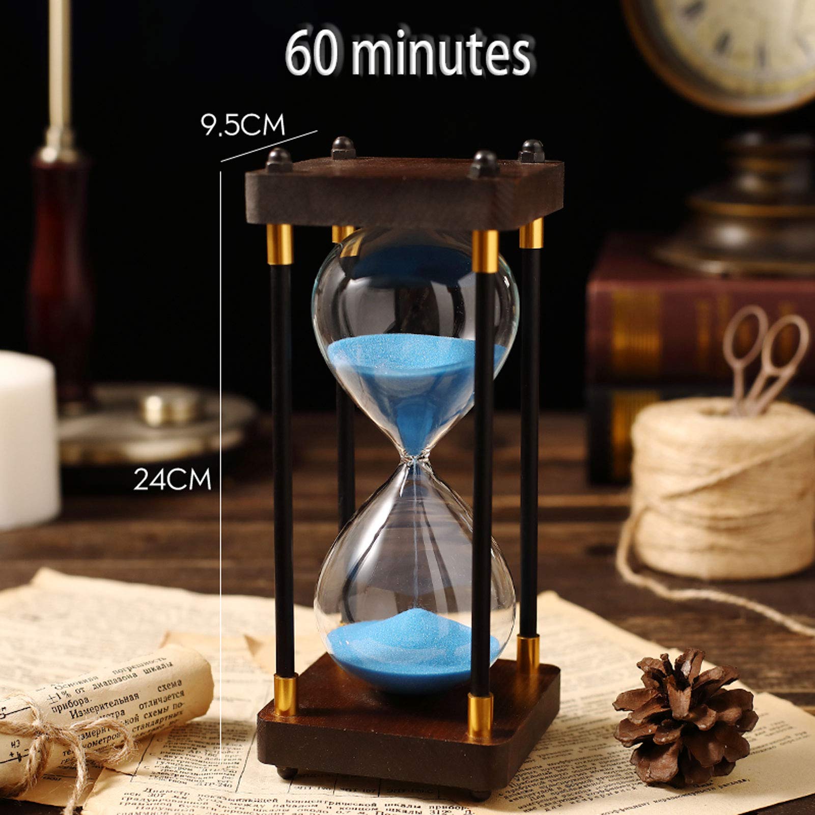 Elegante Reloj de Arena de 15 Minutos Reloj de Arena con Temporizador Cronómetro Reloj Temporizador de Arena para Cocina Reloj de Arena Decorativo de Cristal para el Hogar y la Oficina