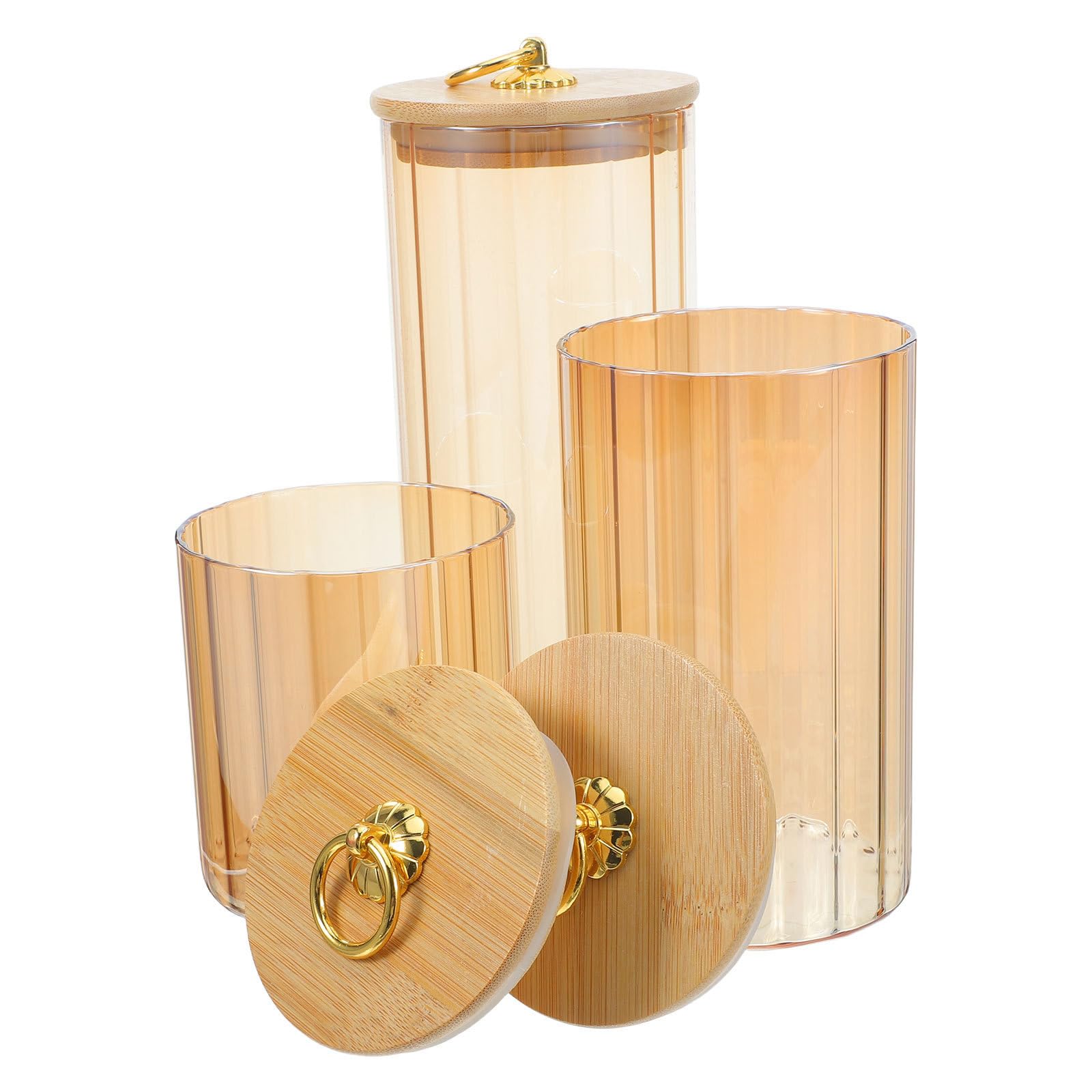 3 Piezas Tarro de Vidrio Hermético Vintage con Tapa de Madera 1000