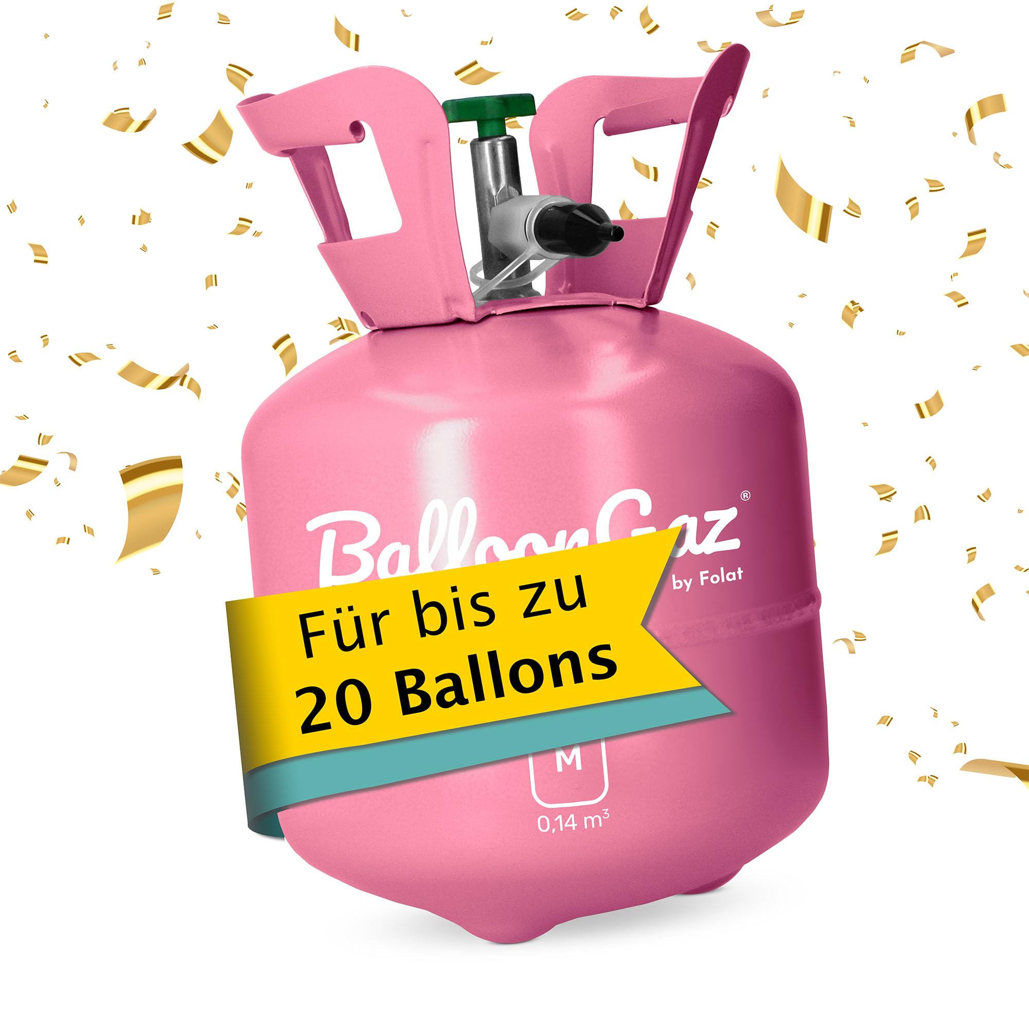 Folat 25204 - Bouteille Hélium jusqu'à 20 ballons en latex Ø 23 cm BalloonGaz® 0,​14 m³