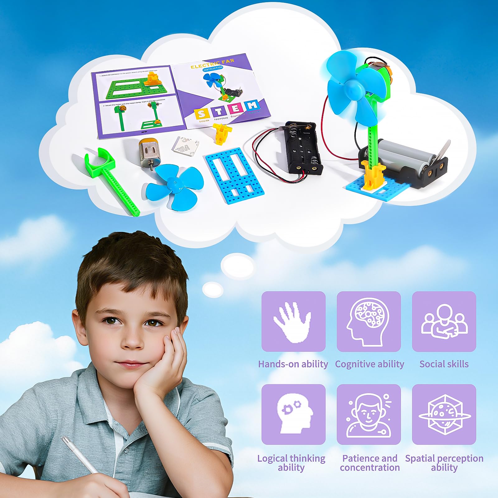 Kits STEM a granel – Juego de 8 ventiladores eléctricos, kits de ciencia para niñas y niños de 8 a 12 años, juguetes STEM para niños de 6-8 8 a 10 6 7 8 10 12 13 años, actividades de ingeniería 3