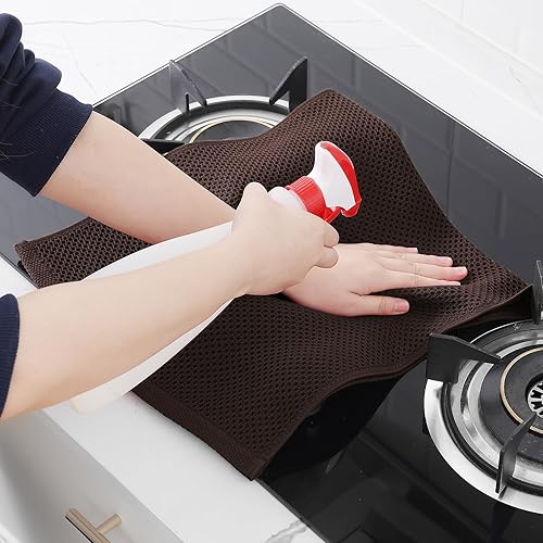 Miniatura 589 de Homaxy Trapo de cocina de 100% algodón, tejido de punto gofre, ultrasuaves, absorbentes, de secado rápido, para limpiar, 13 x 28 pulgadas, paquete