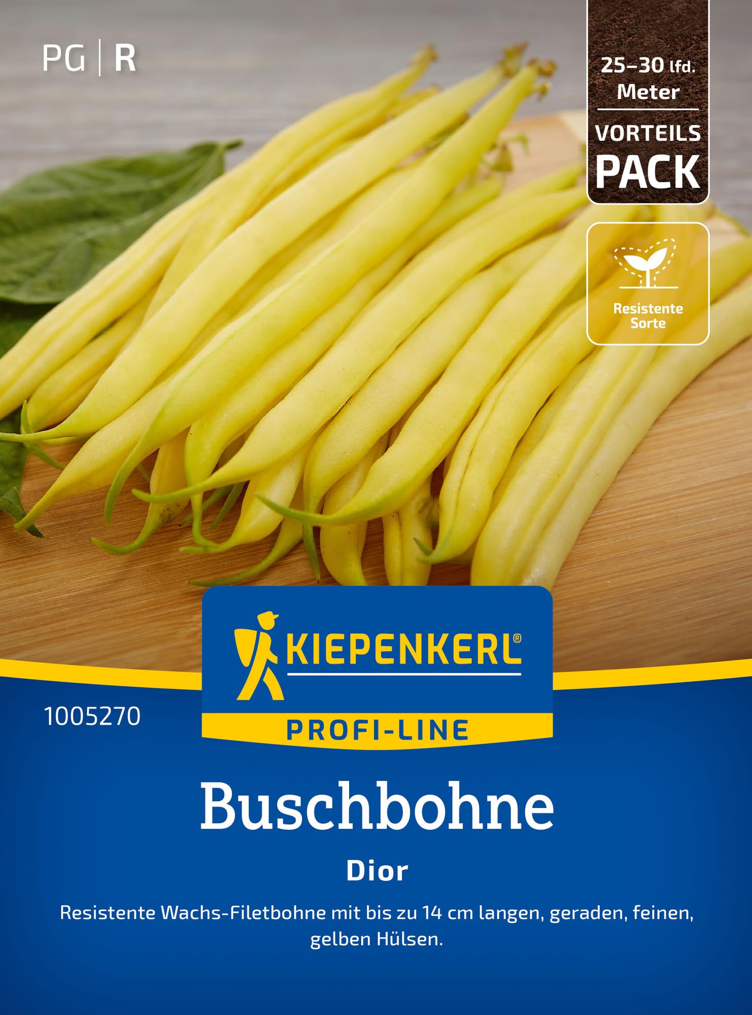 Kiepenkerl Profi-Line Buschbohnensamen Dior 1005270 - Gemüsesamen für eine resistente Bohne mit bis zu 14 cm langen Hülsen und Inhalt für 25 bis 30 lfd. Meter - Saatgut