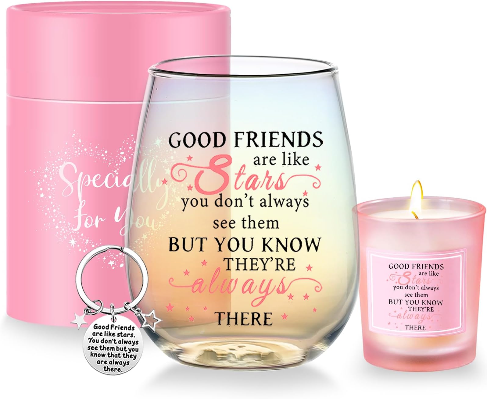Friendship Gifts for Women Wine Glasses Drinking Personalised Birthday Gifts for Friends Girl Men Special Friend Gifts for Girlfriend Sister Leaving Best Friend for Colleague Stemless Wine Glass