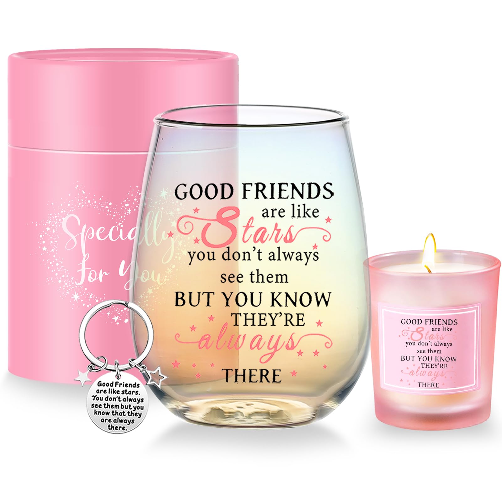Yalucky Friendship Gifts Wine Glasses Drinking Personalised Birthday Gifts for Friend Men Special Friend Gifts Friend Sister Leaving Best Friend for Colleague Stemless Wine Glass Good Friend