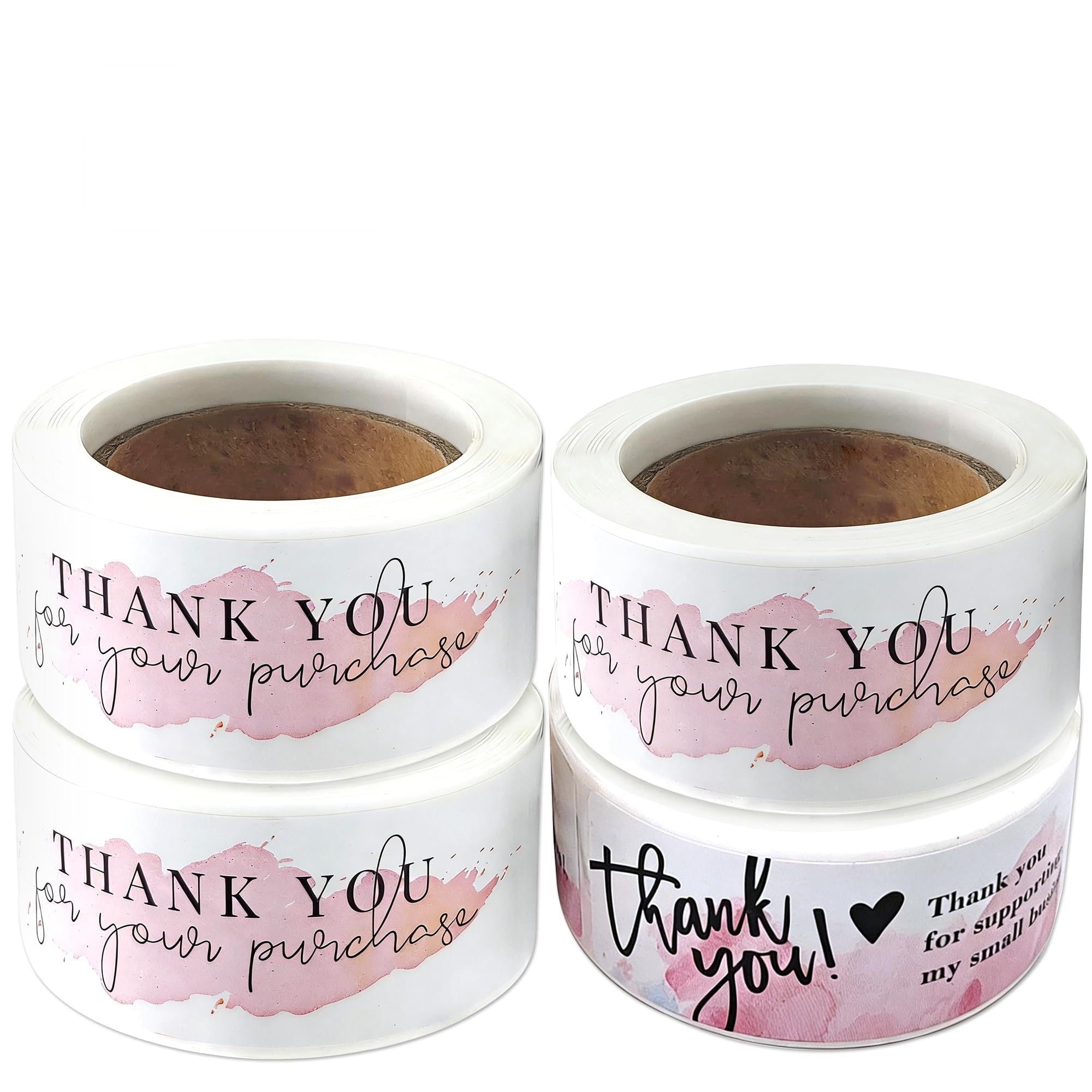 Thank You for Your Purchase Stickers 4 Rolls 480 Pcs, Thank You Stickers Business Labels for Small Shop Packaging, Self Adhesive Business Sticker Roll for Bags Boxes Envelopes Packaging