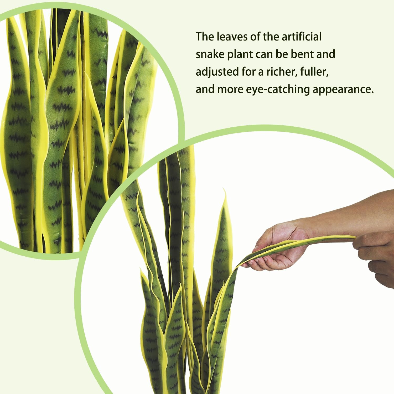 G&A Love SK 4FT Artificial Snake Plant with Tall Planter, 24 PVC Lifelike Leaves, 48in Faux Sansevieria for Indoor Home & Garden Decor, Potted Mother-in-Law's Tongue Plants, Yellow