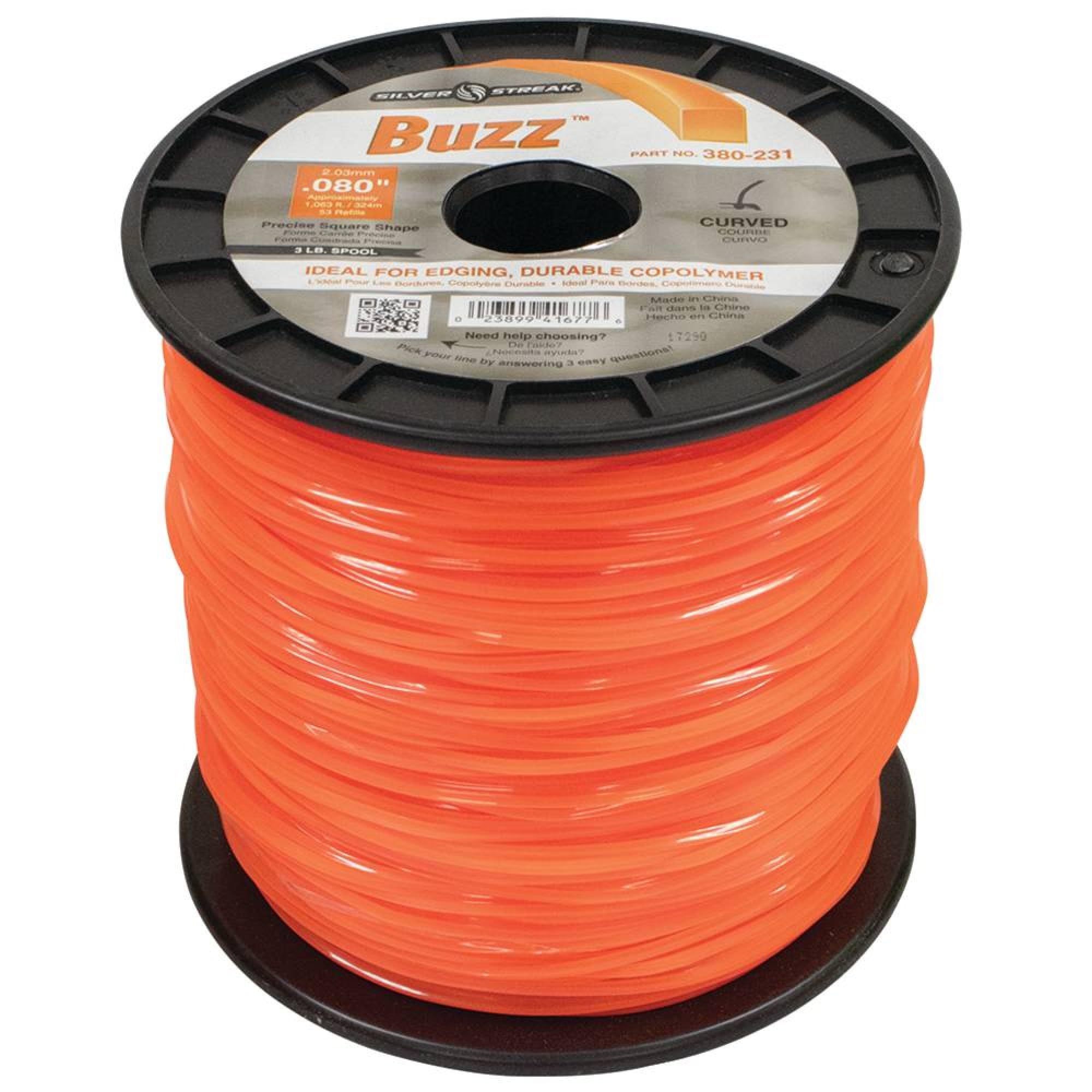 Stens 380 – 231 plateado Streak Buzz Trimmer Line, 0,08, "3 Lb. Carrete