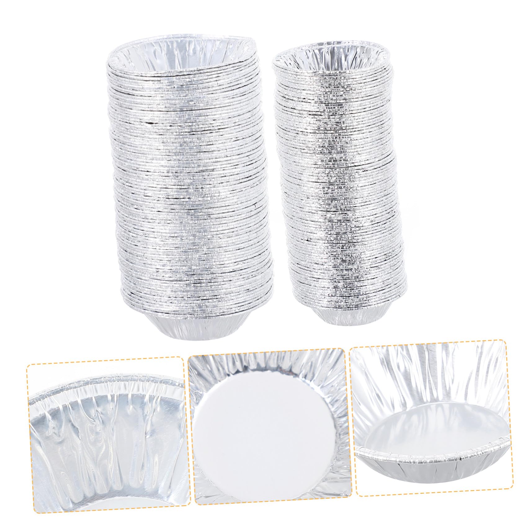Molde para Tartaletas Redondo Desechable 500 Piezas de Papel | Aluminio Plateado, Uso Único y Antiadherente, para Aniversarios y Reuniones Familiares