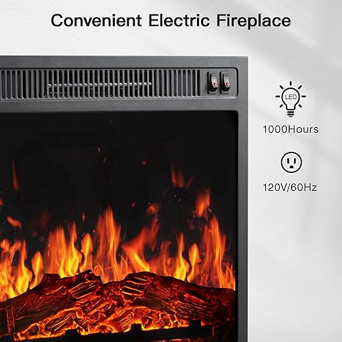 Miniatura 7 de PIWFS02G - Soporte de TV con chimenea de 18 pulgadas para televisores de hasta 70 pulgadas, chimenea eléctrica con armario de almacenamiento y