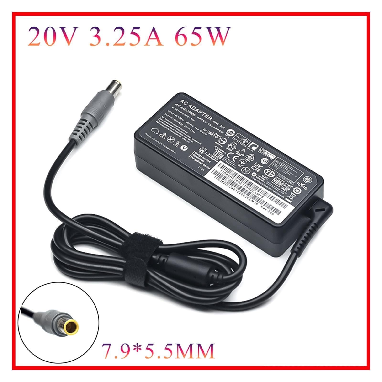 Adaptador De Vuelta De CA De 20V, 3,25A, 65W, 7,9x5,5mm, 8 Pines, Compatible con Lenovo, Compatible con IBM, Cargador C100 C200 N200 X200 X300 R400 R500 T410 T510 V100 V200(100V-240V US Plug)
