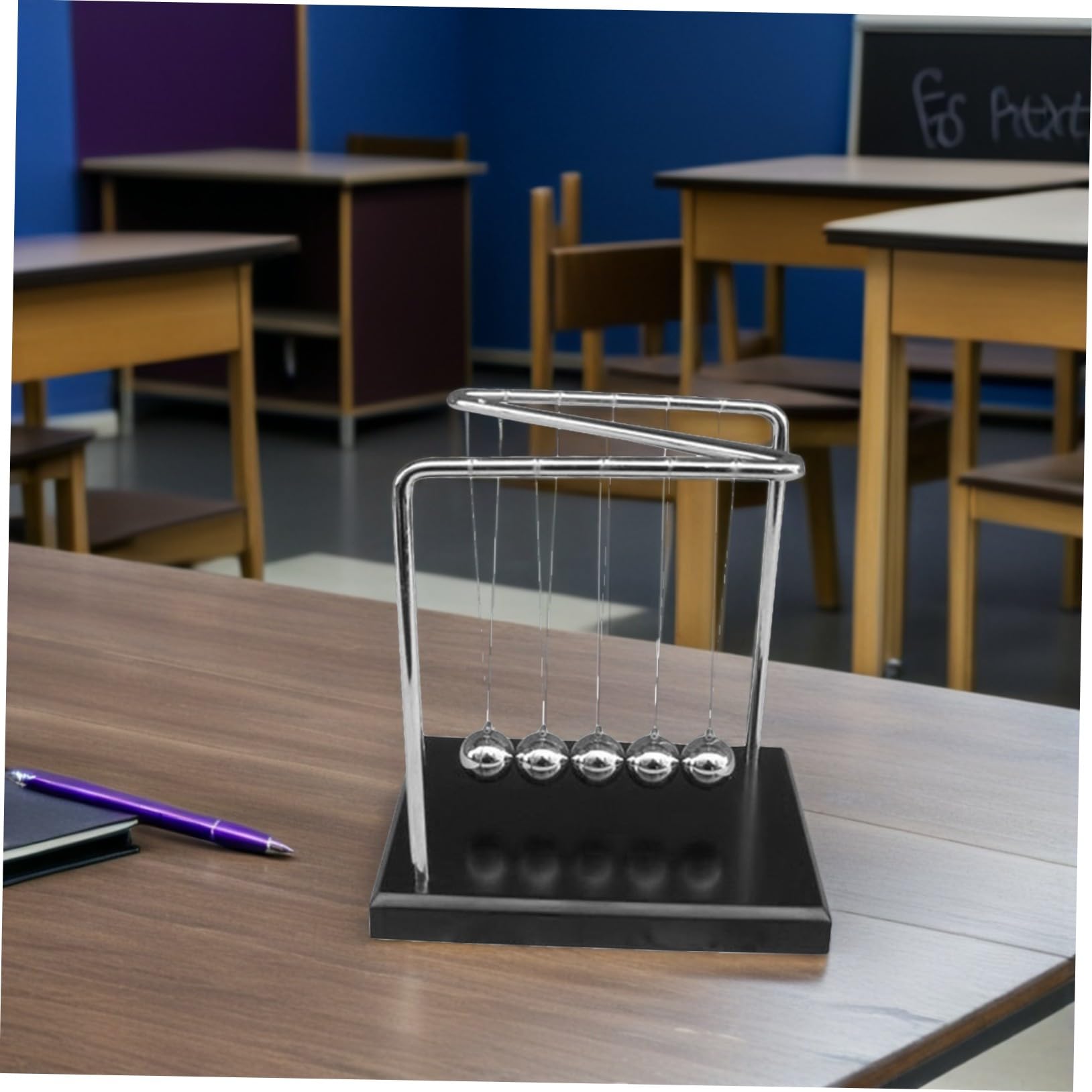 ibasenice Pendule de Newton Boule Oscillante de Bureau Jouet de Physique Cinétique Décoration de Bureau avec Boules de Pendule Outil Pédagogique pour Science