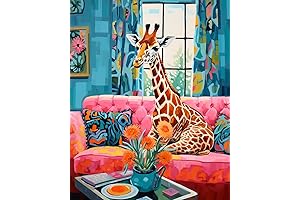 Paint by Number Kit: Charming Giraffe on Sofa