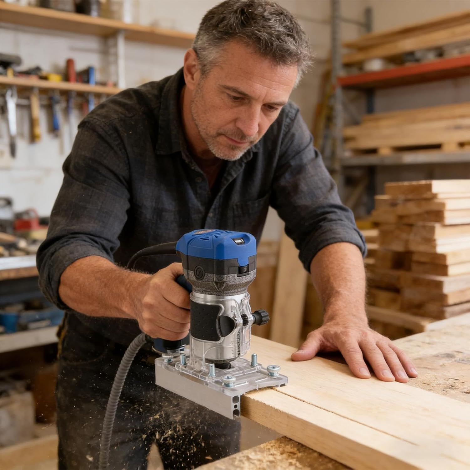 Router Edge Guide, Trimming Machine Fastening Bracket, Non-Slip Router Bracket for Hollowing, Carving, Grooving, Engraving, Woodworking, Home, Garage, Workshop, Crafts, Industry