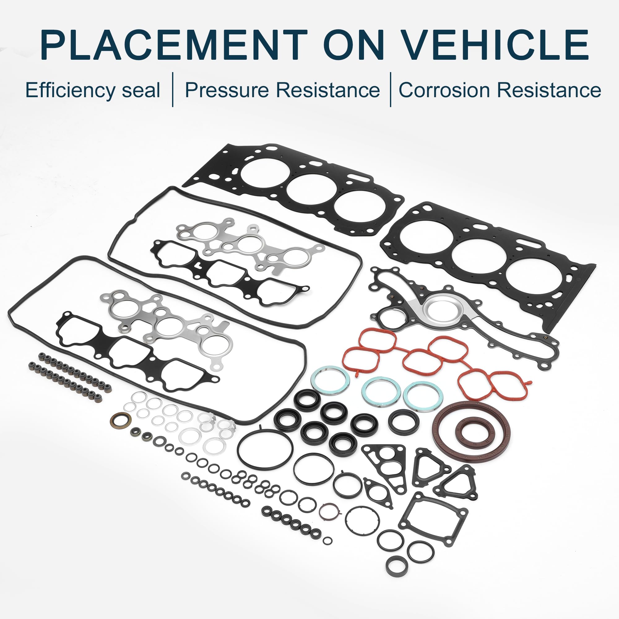 Juego De Juntas De Culata Para Toyota 1Gr/Grj150 1 Set | Resistencia A Altas Temperaturas, Hecho De Goma, Resistente A La Corrosión, Fácil De Instalar, Número Oe:0411131B30
