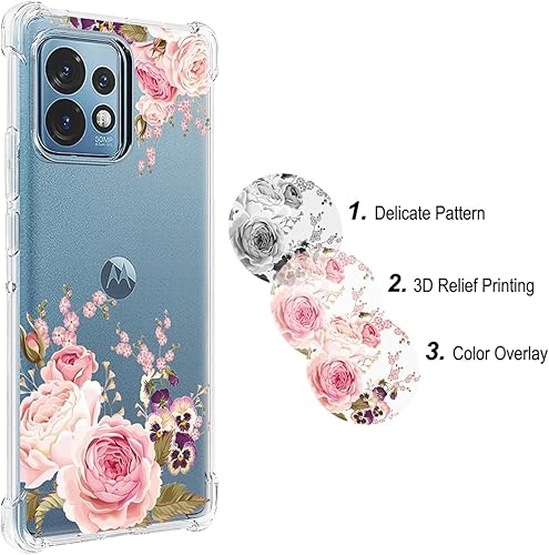 Miniatura 4 de Ueokeird Funda de teléfono para Motorola Edge Plus 2023Moto X40Moto X40 Pro XT2301-5, funda protectora delgada a prueba de golpes con patrón floral