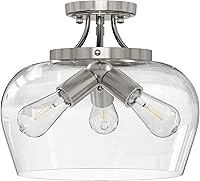 Vista 9 de VONLUCE Lámpara de techo semiempotrada, lámpara de techo de 13.8 pulgadas con pantalla de vidrio transparente, base E26, accesorio de iluminación