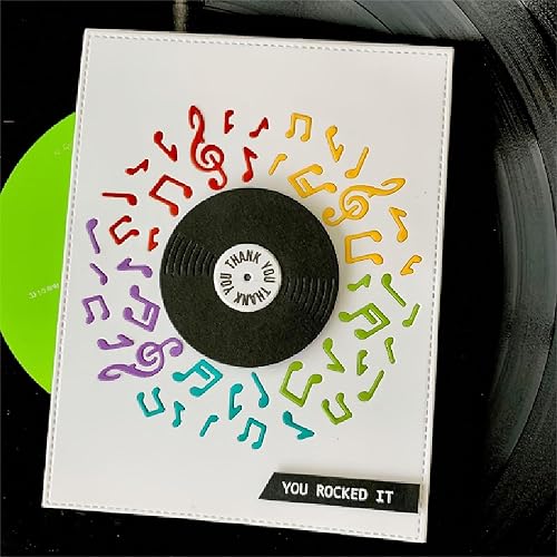 Miniatura 4 de Juego de sellos y troqueles de fonógrafo de música para hacer tarjetas, sellos transparentes y troqueles de corte de metal para álbumes de recortes,