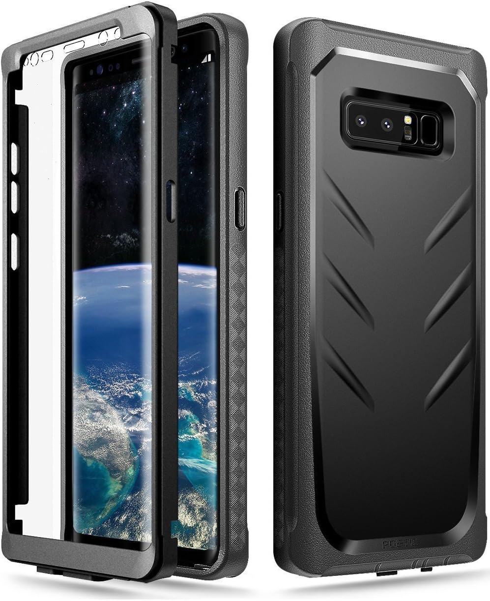 Poetic Galaxy Note 8 Case, Revolution [360 Degree Protection] Full-Body Rugged Heavy Duty Case with [Built-in-Screen Protector] for Samsung Galaxy Note 8 (2017) Black