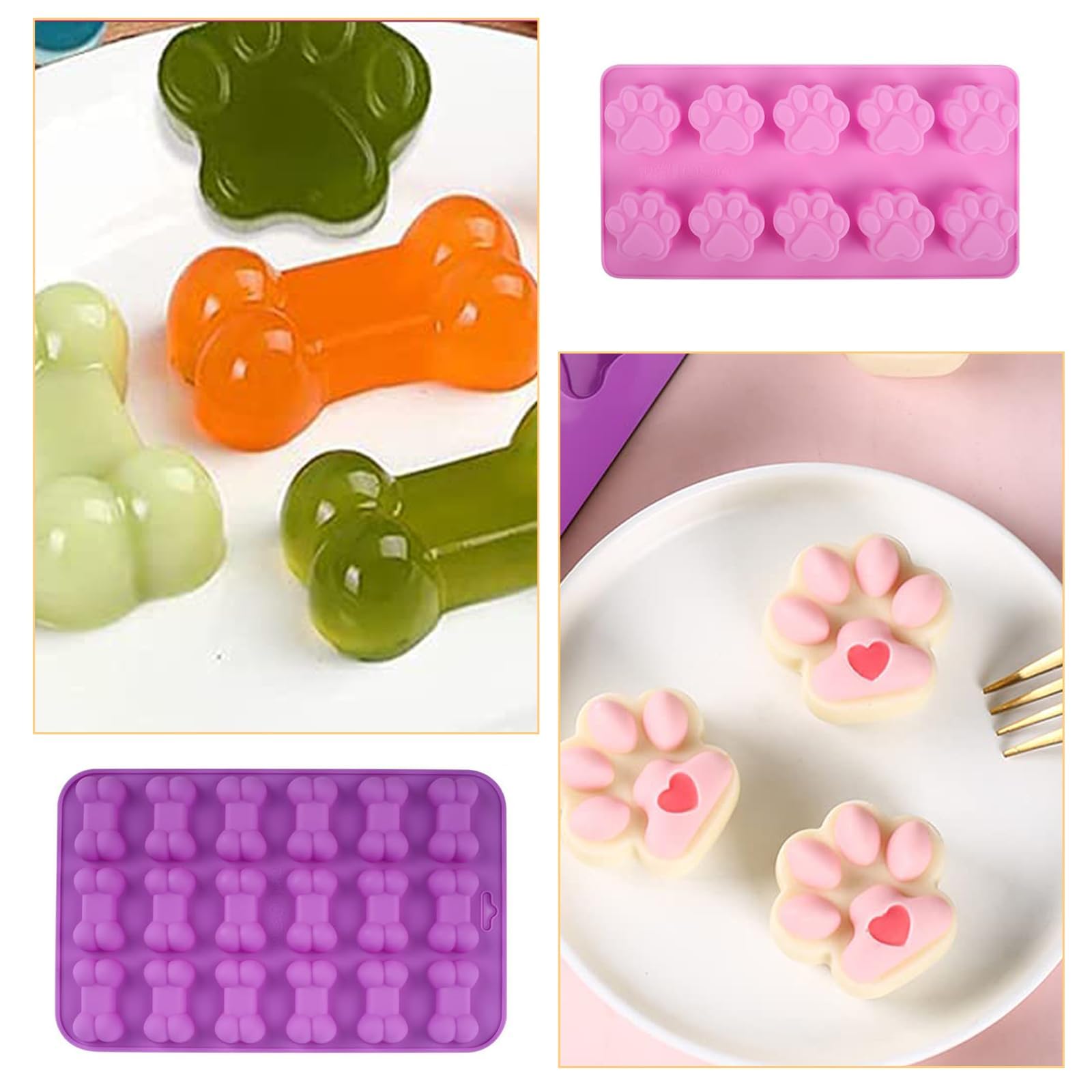 ZYNERY 6-teiliges Silikonformen Set - Gummibärchen & Hundekekse Backzubehör