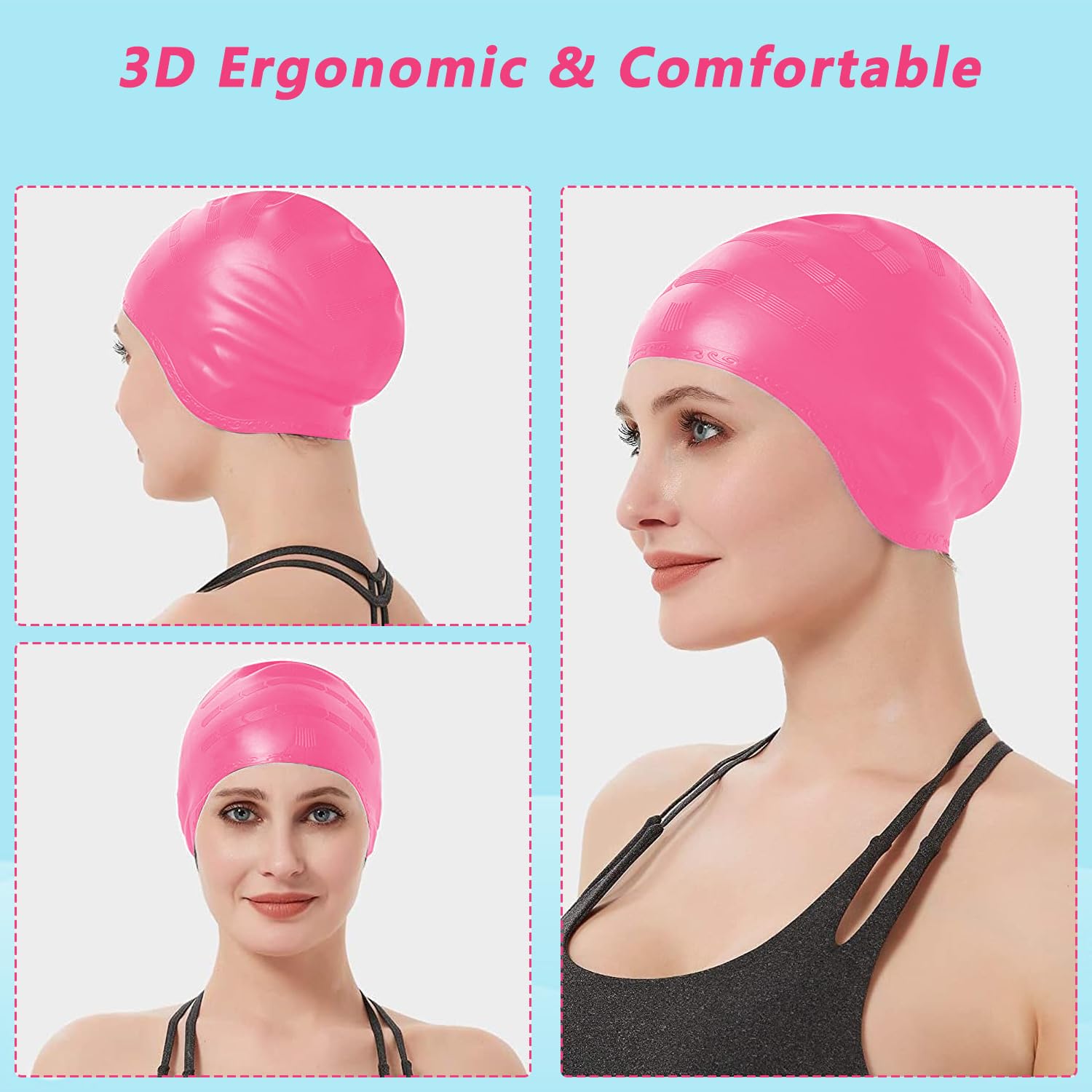 Cuffia Da Nuoto Per Bambini In Silicone - Impermeabile E Antiscivolo, Con Design 3D - Per Piscina E Mare, 3-12 Anni