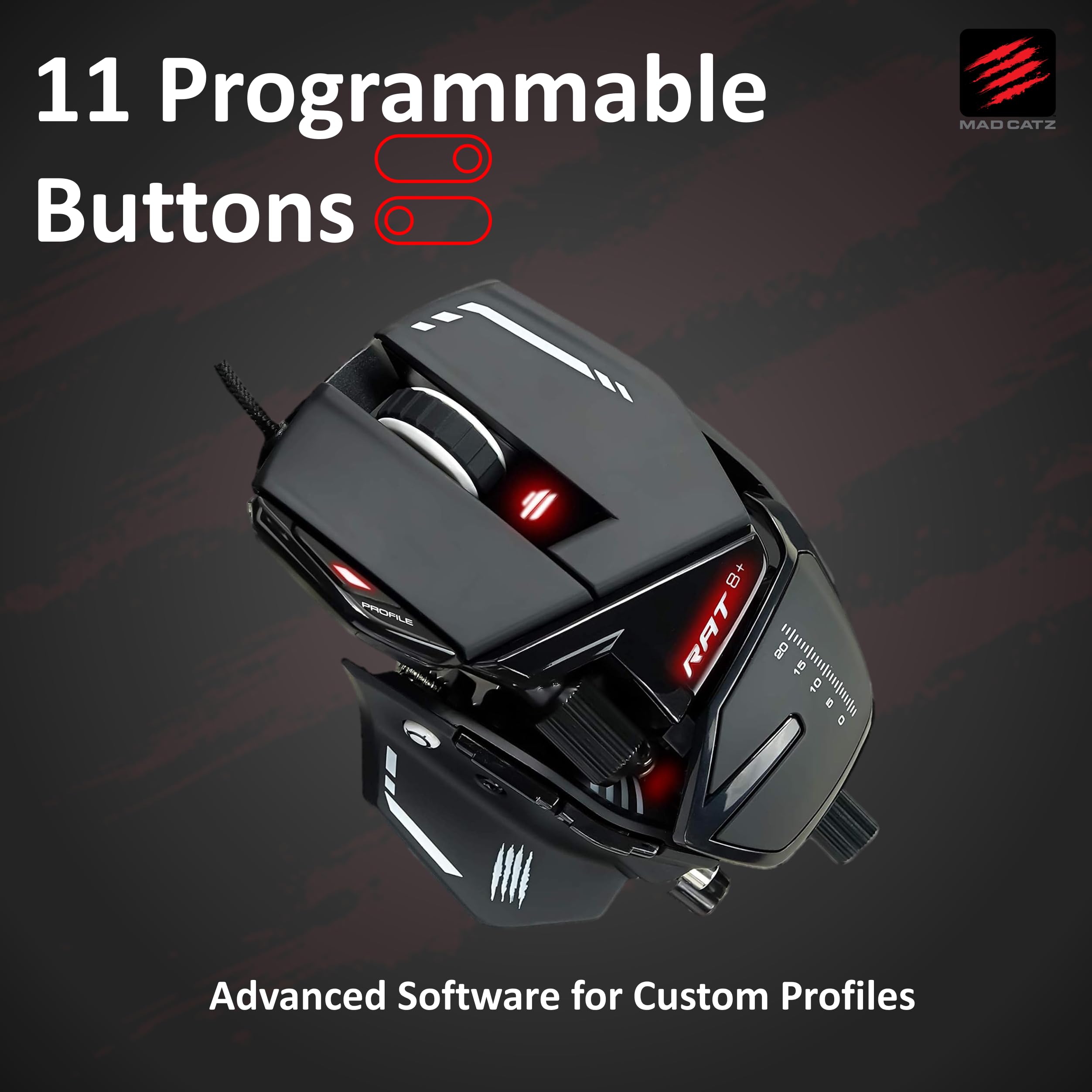 MAD CATZ R.A.T. 8+ Gaming-Maus USB PixArt PMW3389 16.000 DPI RGB-Beleuchtung Ergonomisch