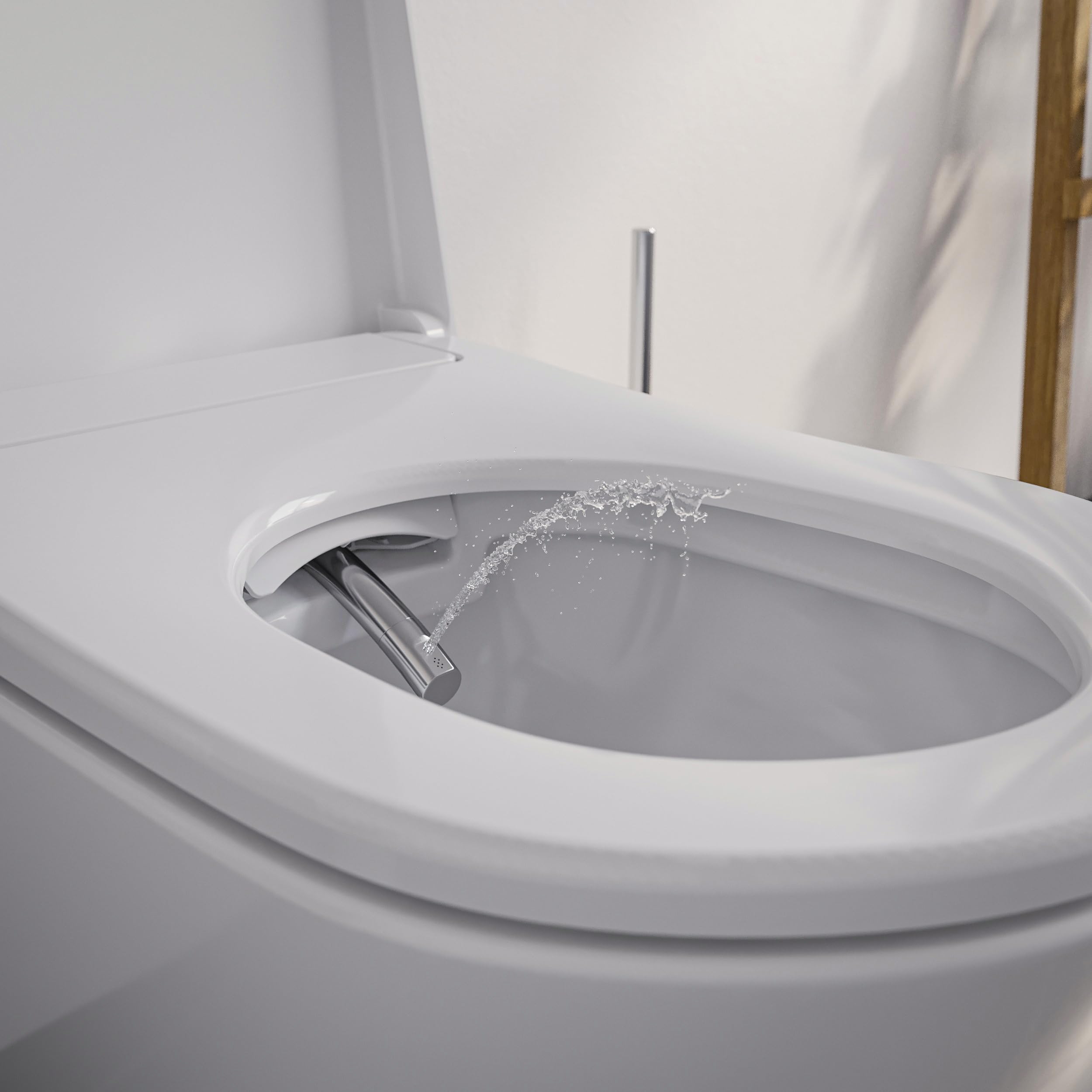 BERNSTEIN - Toilettes WC japonais suspendu lavant Cuvette céramique Blanc brillant + télécommande, jet douche, séchoir air chaud, filtre anti-odeurs, Chasse Vortex 180° - 59x38x38cm - Pro+1102