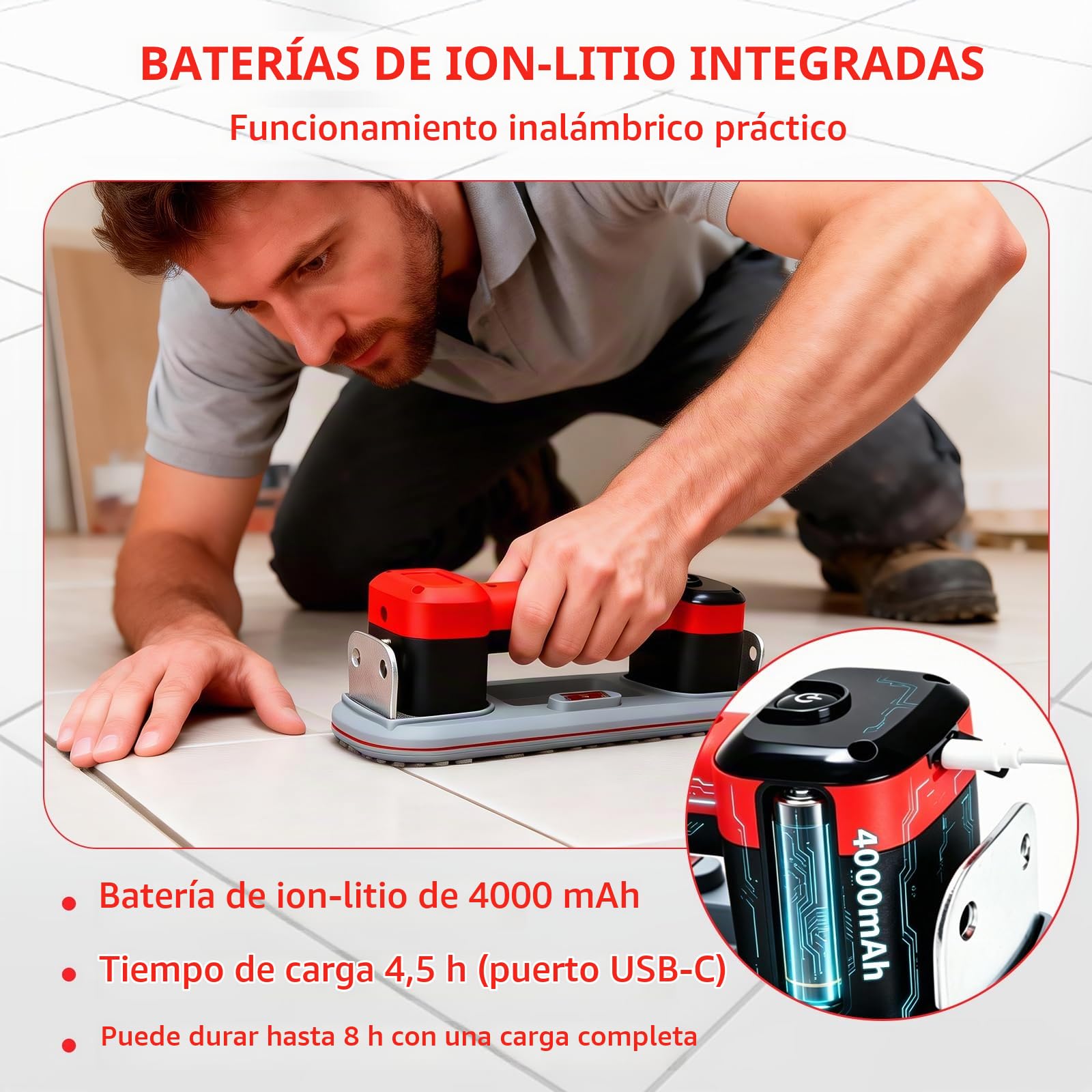 Ventosa para Azulejos Cristal, 300 kg Fuerza Sujeción