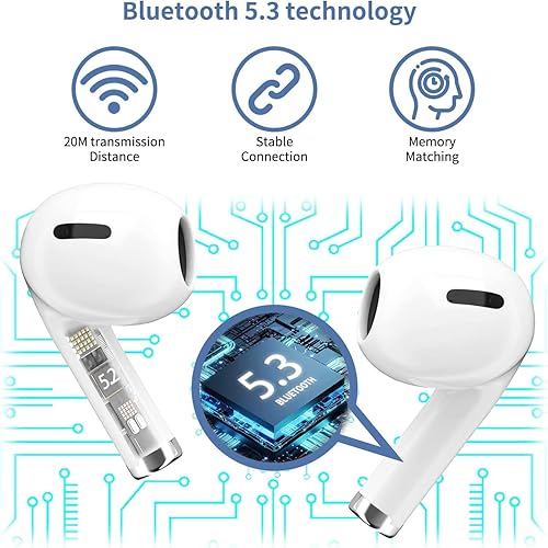 Miniatura 2 de Auriculares inalámbricos Bluetooth 5.3 con cancelación de ruido, auriculares estéreo 3D con auriculares intrauditivos con graves profundos,