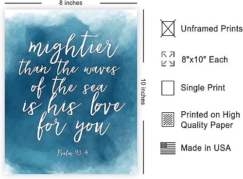 Miniatura 2 de Poster Master Póster de Mightier Than The Waves of The Sea is His Love for You, impresión de versículos bíblicos, arte en acuarela, regalo para