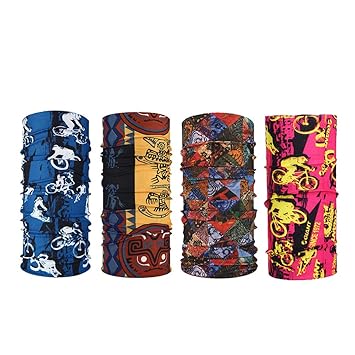LOUTOC Outdoor Headwear, Elastic SeamlessBandana Scarf, Face Bandana Mask, Neck Gaiter, Helmet Liner for Women Men Motorcycling, Hiking, Running, Yoga (4PCs)