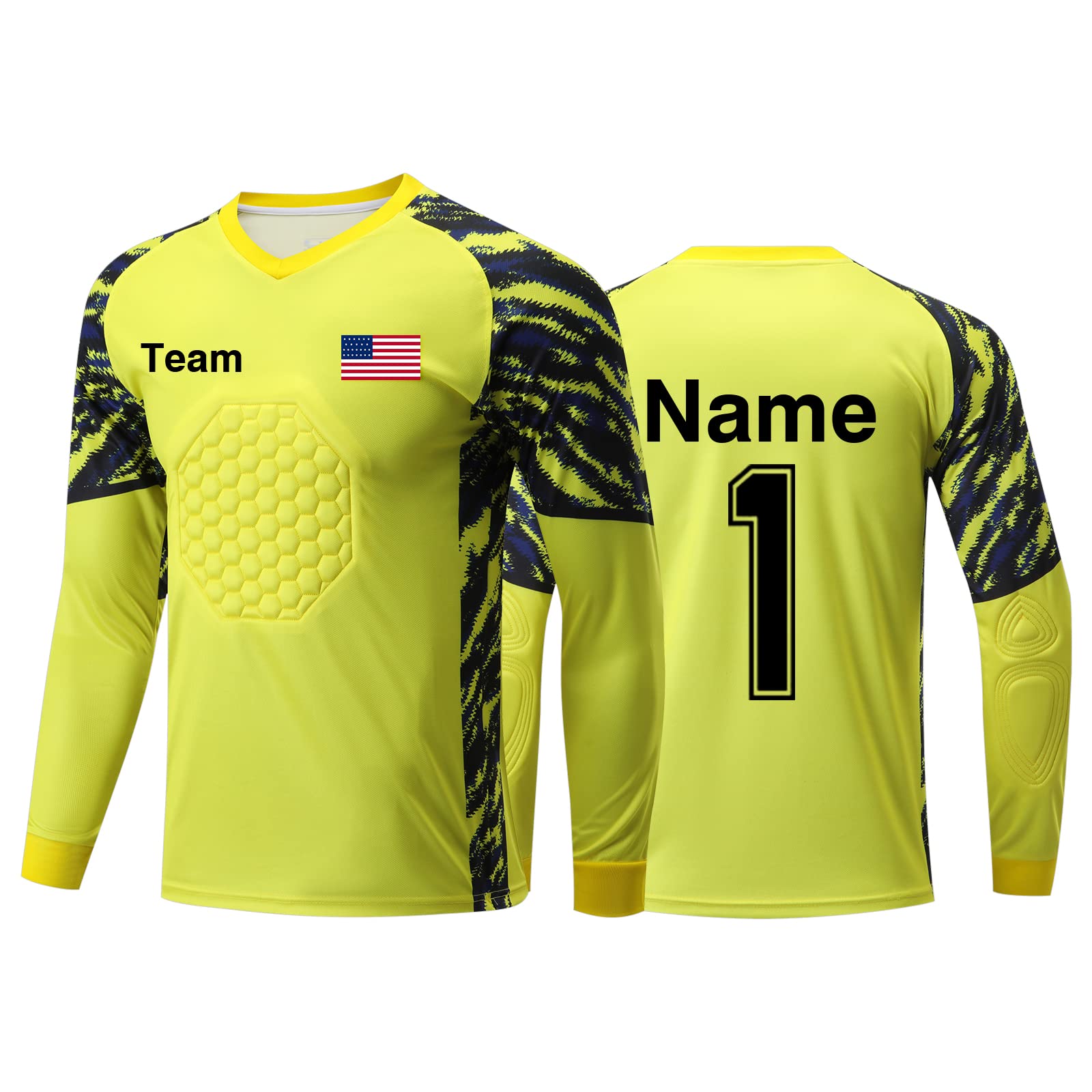Custom Goalkeeper Jersey Soccer for Kids Adult Soccer Goalie Jersey Personalized (Yellow)