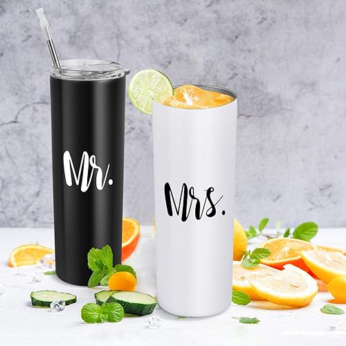 Miniatura 5 de Qtencas Mr and Mrs - Juego de vasos aislados de acero inoxidable, 20 onzas, regalos de boda para parejas