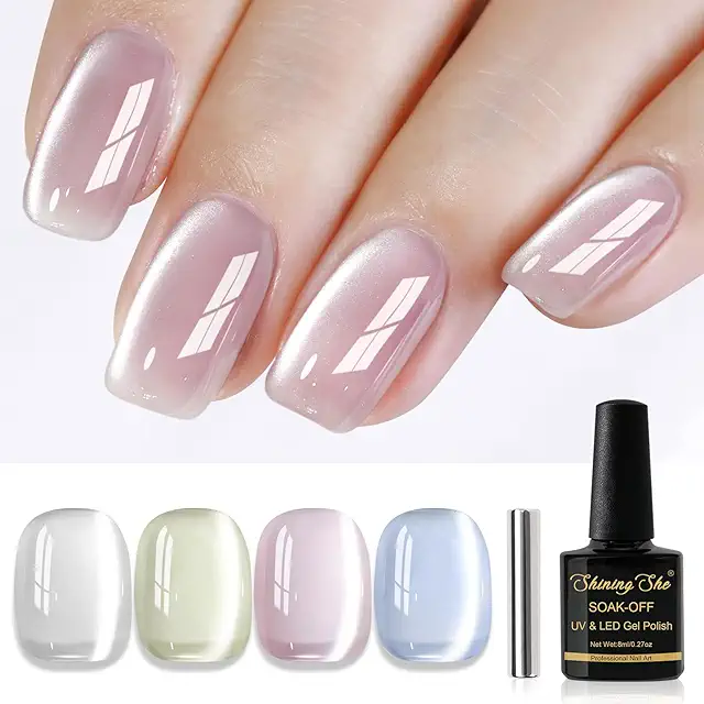 Kit Esmalte Semipermanente Ojo de Gato Jelly - 4 Colores UV LED, 8ML