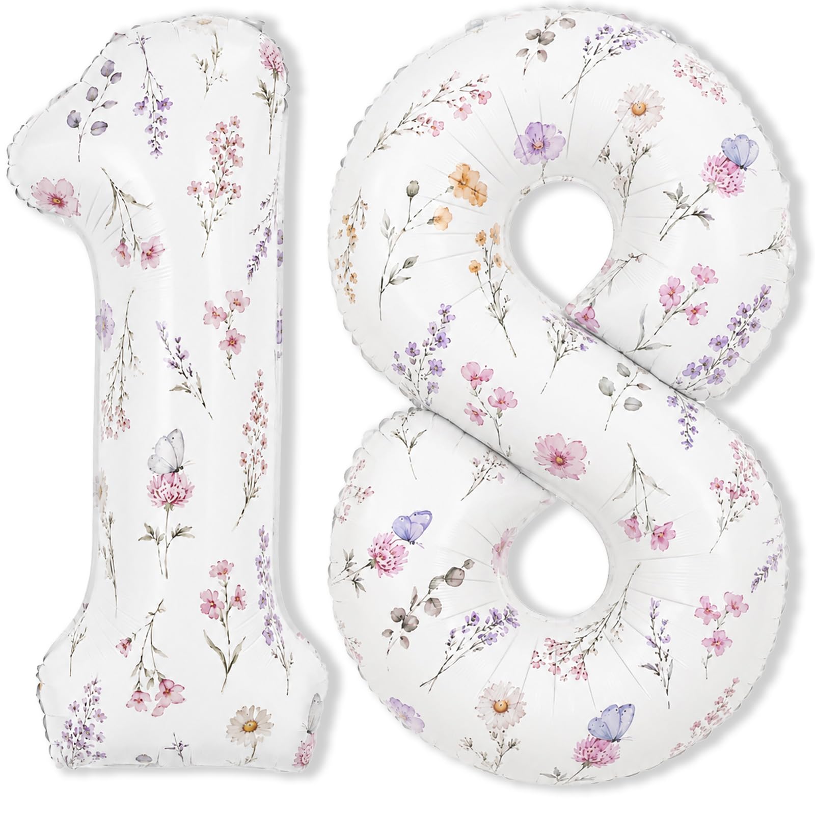 Wildflower Number 18 Balloon for 18th Flower Birthday Party Decorations