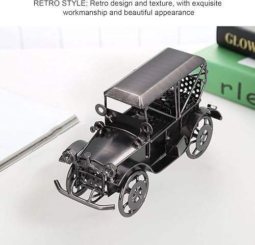 Miniatura 2 de Modelo de automóvil vintage de metal, modelo de coche clásico negro, modelo de automóvil antiguo, adorno para automóvil, colecciones de