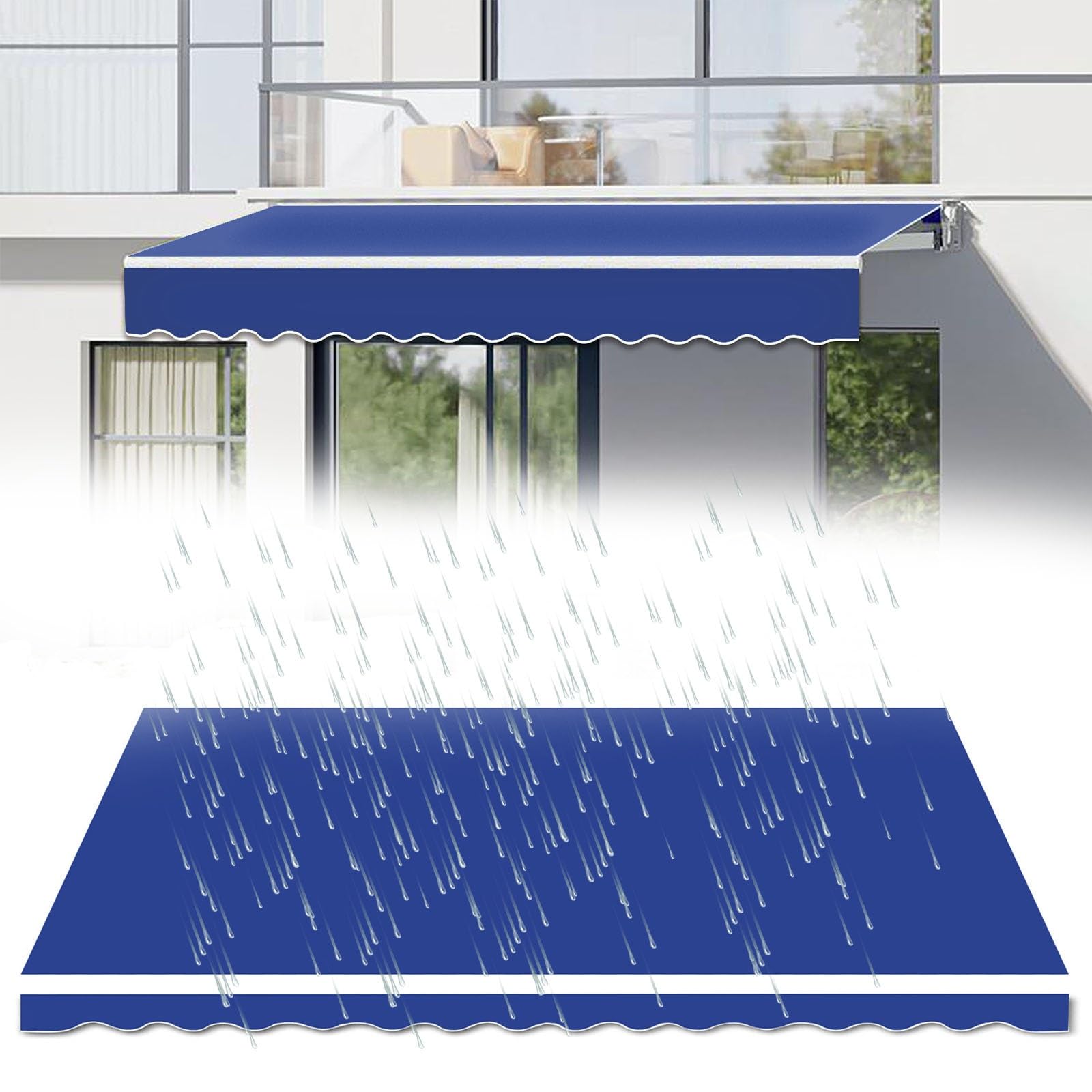 Tessuto di ricambio impermeabile per tettoia da patio, blu scuro, 3 x 2,5 m, ideale per cortile, balcone, negozio e ristorante, soluzione premium per esterni