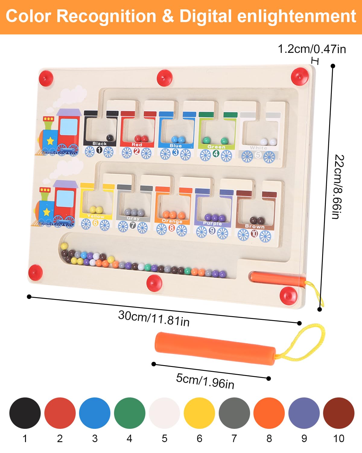 Labyrinthe Magnétique Enfant - Jeu éducatif Montessori Avec Perles Couleurs Chiffres | Pour 2 à 9 Ans, Motricité Fine