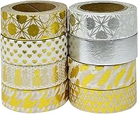 Vista 2 de Wrapables Colección de cintas adhesivas Washi de lámina metálica (juego de 8), 08WPSET07