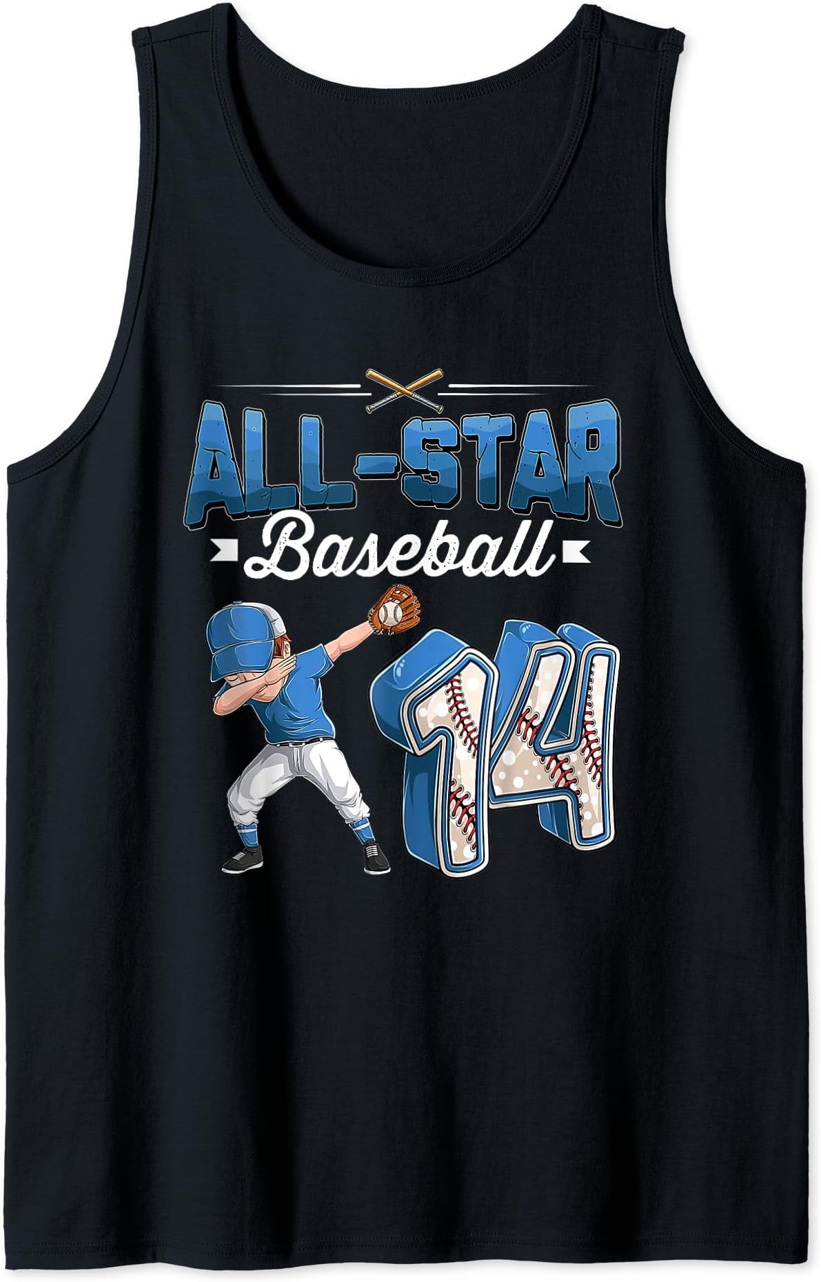 14th Birthday Baseball Shirts For Boys Sports StarAll Star Baseball Dabbing Boy 14 Year Old 14th Birthday Tank Top