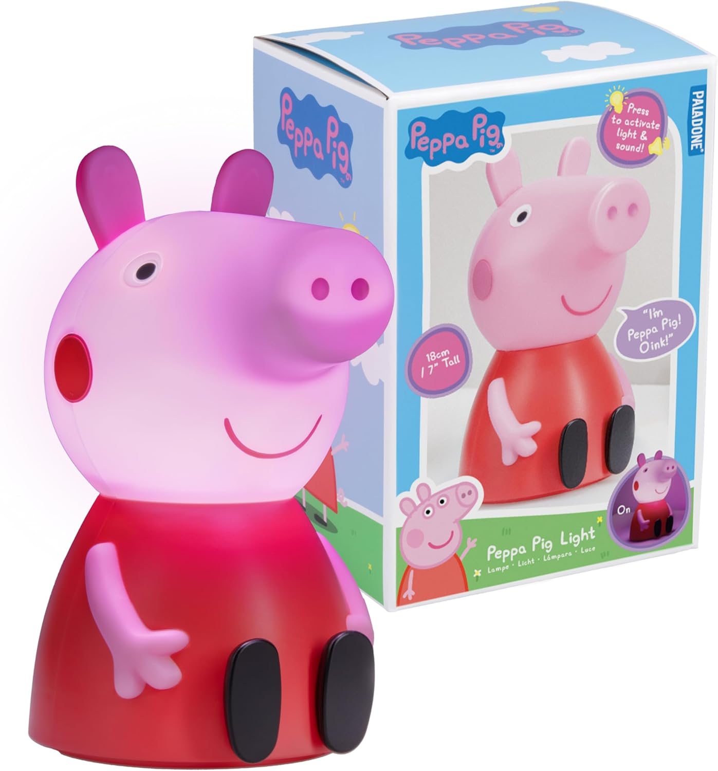 Paladone Peppa Pig Figure Lamp with Sound - Officially Licensed Baby Night Light, Kids Bedroom Accessories & Decor