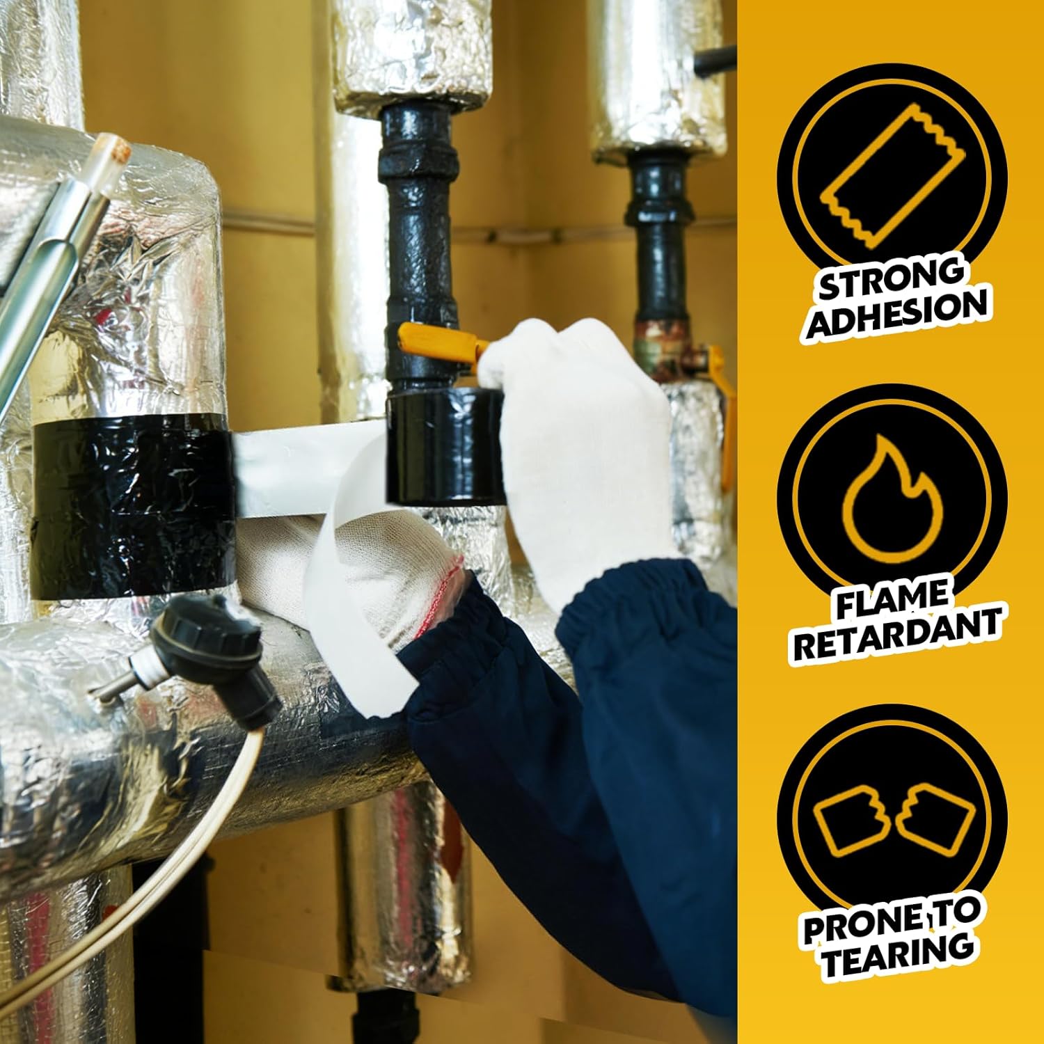 LLPT Aluminum Black Foil Tape 2 Inches x 55 Yards 3.94 Mil Heavy Duty Adhesive HVAC Sealing Hot Cold Air Duct Tape for Pipe Metal Repair (BF255)