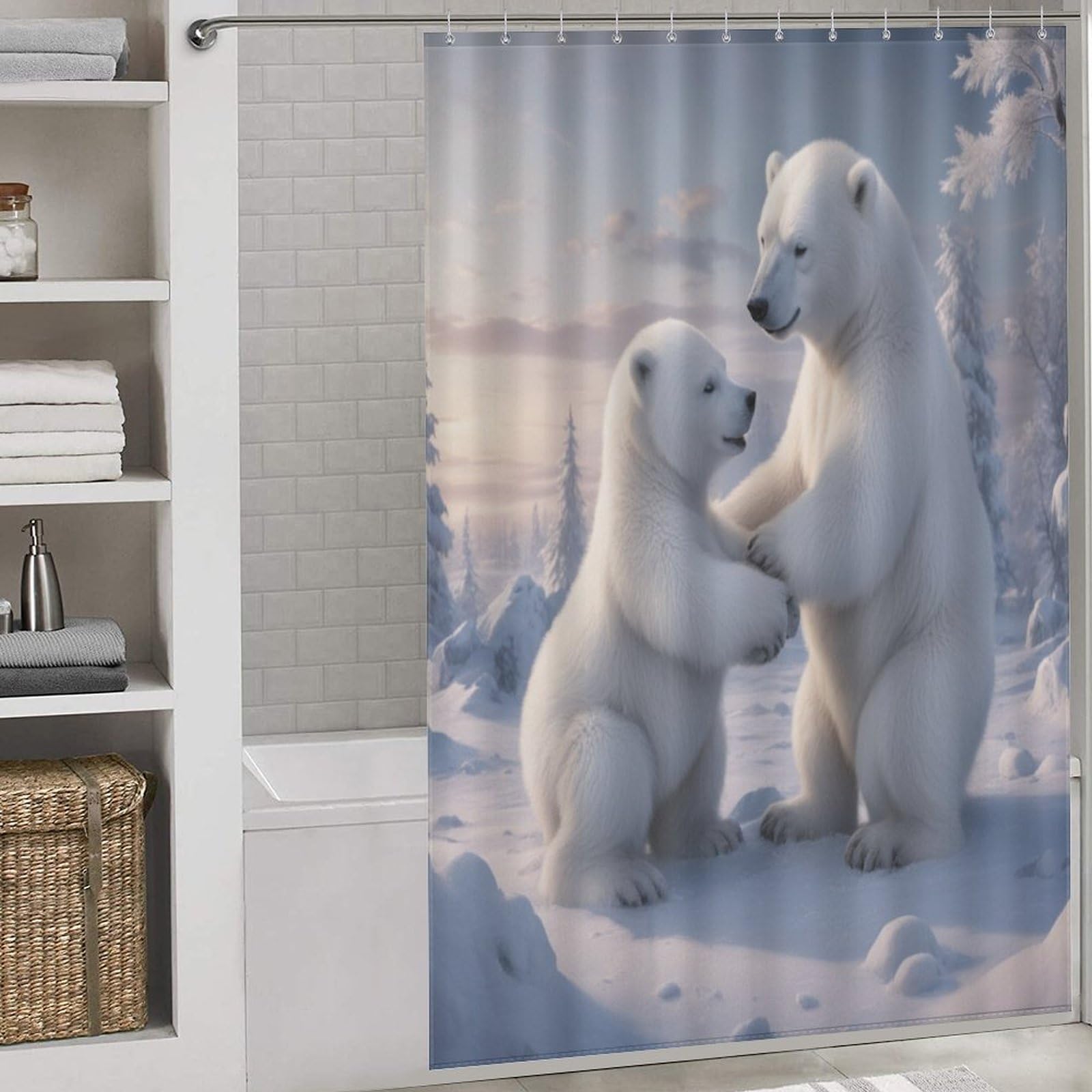 Rideau de douche ours polaire anti-moisissure tissu 152x183