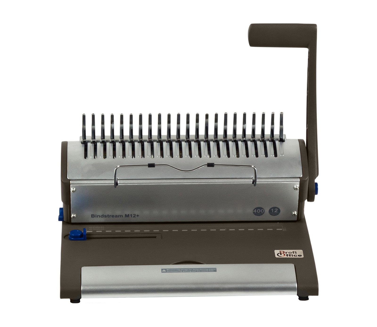 Rilegatrice Bindestream M12+ – Rilegatrice a Dorsi plastici per Formati DIN A4, Perfora 12 Fogli e Rilega fino a 400 Fogli, Macchina per Rilegatura in Metallo (79018)