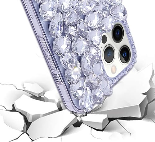 Miniatura 4 de Bonitec Funda compatible con iPhone 13 Pro para mujer, con purpurina 3D, funda de lujo con diamantes de imitación de cristal brillante y diamantes