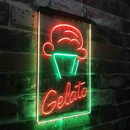 Miniatura 3 de ADVPRO Gelato Ice Cream Shop - Letrero de neón LED de doble color, verde y rojo, 12 x 16 pulgadas st6s34-i3802-gr