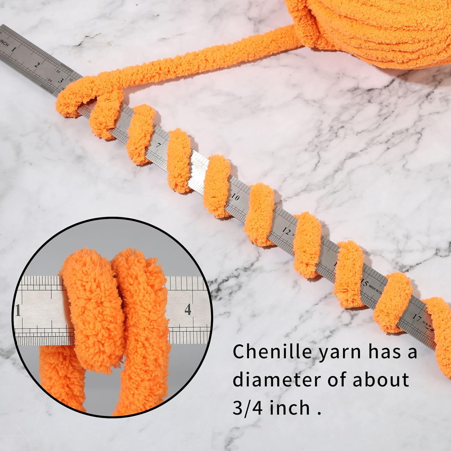 Orange Chunky Yarn Soft Thick Fluffy Jumbo Chenille Yarn for Luxurious Blankets, Throw, Home Decor - for Arm Knitting, Crochet & Knitting Projects (8-Pack/4.3 lb, 263yds)