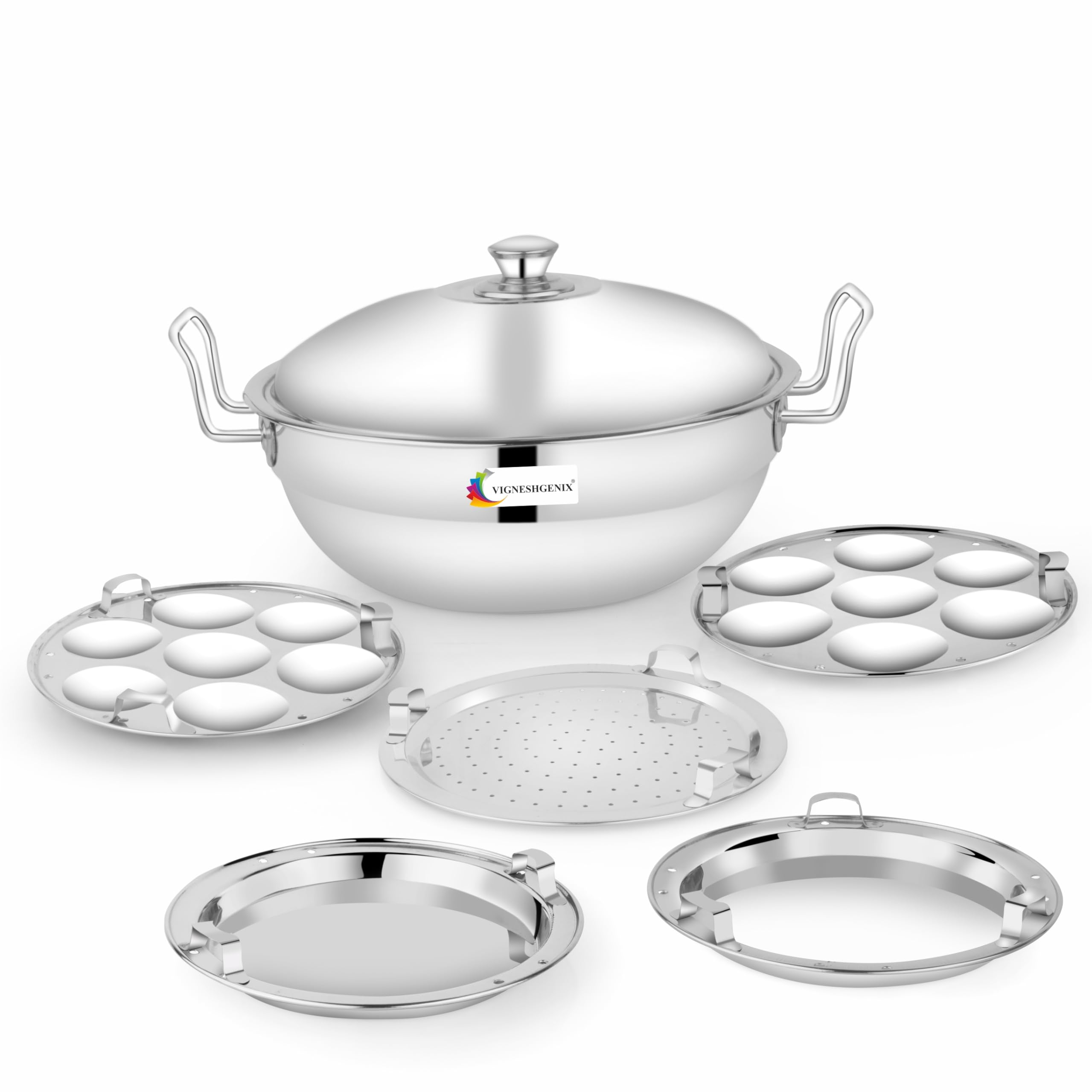 See full amazon price history chart for VIGNESHGENIX Stainless Steel idli Maker Induction triply Base Idly Cooker Multi Kadai idly Steamer dhokla Cooker | All-in-One Big Size with 5 Plate | 2 idli | 2 Dhokla | 1 Patra VIGNESHGENIX Stainless Steel idli Maker Induction triply Base Idly Cooker Multi Kadai idly Steamer dhokla Cooker | All-in-One Big Size with 5 Plate | 2 idli | 2 Dhokla | 1 Patra (B0D8FY6KPH) Amazon Price History, Amazon Price Tracker